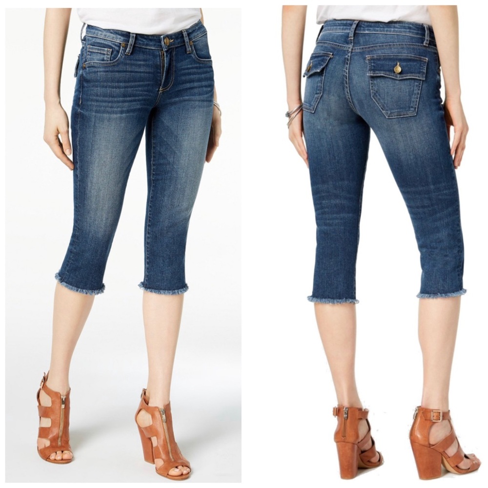 Kut from the Kloth Natalie Crop Petite Frayed-Hem Jeans Size 6P